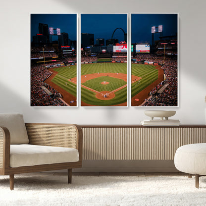 38612-MGV-CV-36X24-Busch Stadium Wall Art Canvas Print, Framed Missouri Stadium Art Picture Print, Busch Stadium Field Perfect Sports Room Decor
