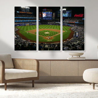 25148-MGV-CV-36X24-Baseball Stadium Wall Art – Canvas Print Night Game Packed Crowd Bright Lights Sports Photography, Dynamic Decor for Game Room,
