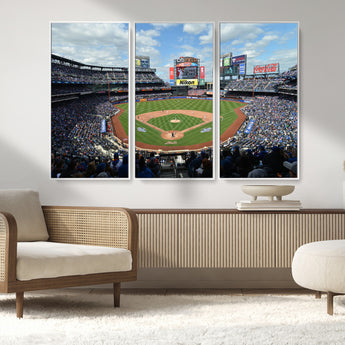 22910-MGV-CV-36X24-City Field Stadium Wall Art Canvas Print, Framed New York Stadium Art Picture Print, City Field Perfect Sport Room Decor Artwork