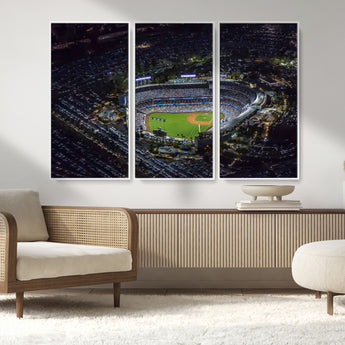 16515-MGV-CV-36X24-Dodgers Stadium Wall Art Canvas Print, Framed Baseball Stadium Art Picture Print, Dodgers Field Perfect Sport Room Decor Artwork