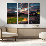 66781-MGV-CV-36X24-Baseball Stadium Wall Art – Canvas Print Evening Game Field Packed Crowd Sunset Sky Sports Photography, Dynamic Decor for Game