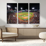 47365-MGV-FC-48X32-3P_White-Fenway Park Stadium Wall Art Canvas Print, Framed Boston Baseball Stadium Art Picture Print, MLB Stadium Field Perfect Sport Room