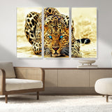45281-MGV-CV-36X24-Blue Eye Leopard Wall Art Canvas Print, Framed Leopard Painting Art Picture Print, Big Cat Perfect Safari Wildlife Decor Artwork