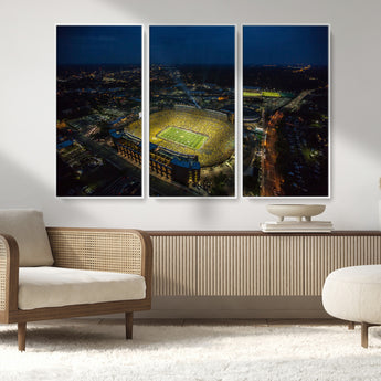 52519-MGV-CV-36X24-Michigan Football Stadium Wall Art Canvas Print, Framed Michigan Stadium Art Picture Print, Michigan Wolverines Field Perfect