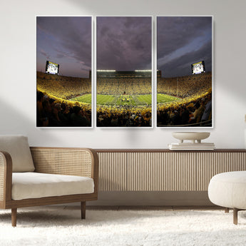 72404-MGV-FC-48X32-3P_White-Michigan Wolverine Stadium Wall Art Canvas Print, Framed Michigan Stadium Art Picture Print, Football Stadium Perfect Sport Room