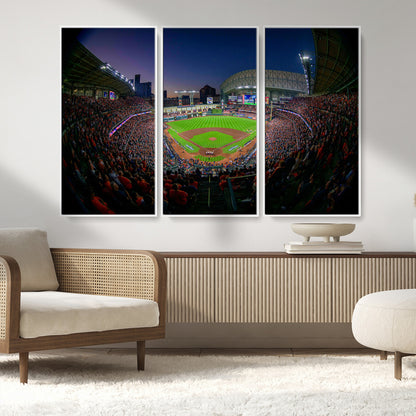 44322-MGV-CV-36X24-Minute Maid Park Wall Art Canvas Print, Framed Houston Astros Stadium Art Picture Print, Houston Astros Field Perfect Sports Room