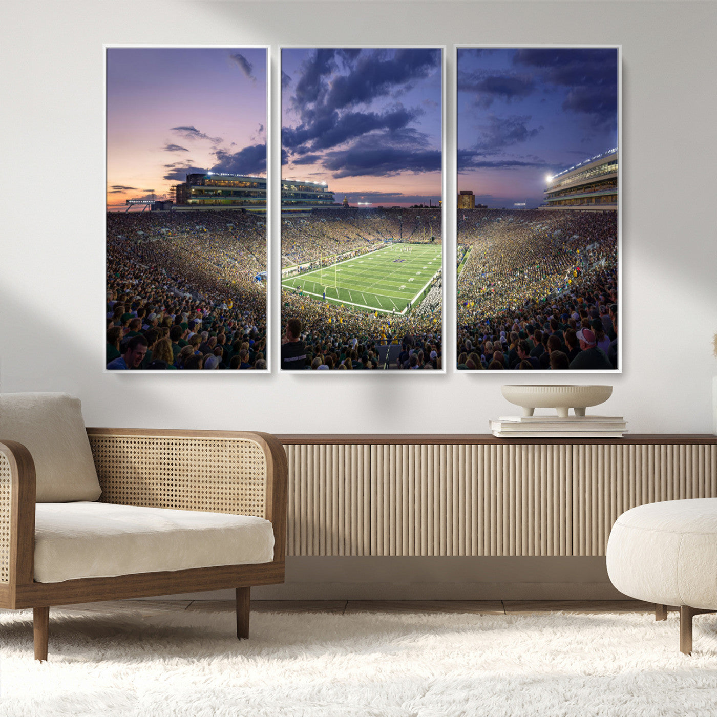 50825-MGV-CV-36X24-Notre Dame Stadium Wall Art Canvas Print, Framed Indiana Stadium Art Picture Print, Football Stadium Perfect Sports Room Decor