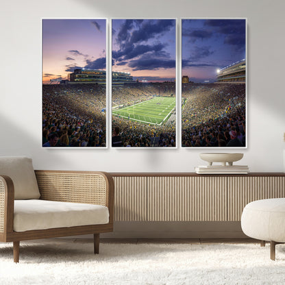 50825-MGV-CV-36X24-Notre Dame Stadium Wall Art Canvas Print, Framed Indiana Stadium Art Picture Print, Football Stadium Perfect Sports Room Decor