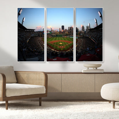 67670-MGV-CV-36X24-PNC Park Stadium Wall Art Canvas Print, Framed Pittsburgh Pirates Stadium Art Picture Print, PNC Park Field Perfect Sport Room