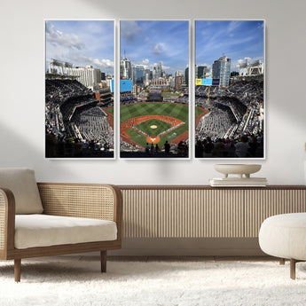 87122-MGV-FC-48X32-3P_White-Petco Park Field Wall Art Canvas Print, Framed San Diego Stadium Art Picture Print, Petco Park Stadium Perfect Sport Room Decor