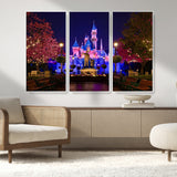79435-MGV-FC-48X32-3P_White-Disney Castle Wall Art Canvas Print, Framed Magic Kingdom Art Picture Print, Disney World Perfect Child Room Decor Artwork