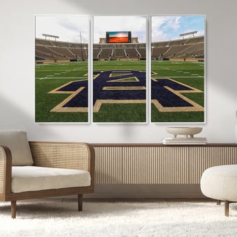 52835-MGV-FC-48X32-3P_White-Notre Dame Stadium Wall Art Canvas Print, Framed Indiana Stadium Art Picture Print, Notre Dame Field Perfect Sport Room Decor