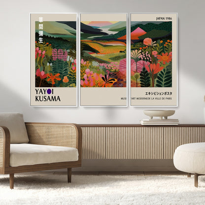 75719-MGV-FC-48X32-3P_White-Botanical Mountain Valley Wall Art – Panoramic Nature Canvas Print, Vibrant Floral Field Artwork for Living Room, Bedroom, Office,