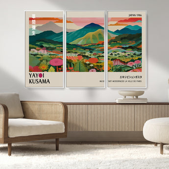 54215-MGV-CV-36X24-Yayoi Kusama Wall Art – Panoramic Japanese Landscape Canvas Print, Modern Abstract Nature Decor for Office, Bedroom or Living Room