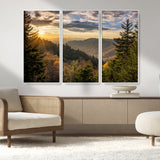 73692479-MGV-FC-48X32-3P_White-Smoky Mountains Wall Art Canvas Print, Framed Forest Mountain Art Picture Print, Spring Mountain Perfect Spring Style Decor