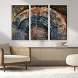 16193-MGV-CV-36X24-Tree Ring Wall Art – Abstract Wood Grain Canvas Print, Rustic Nature Texture Artwork Poster for Living Room, Bedroom, Office,