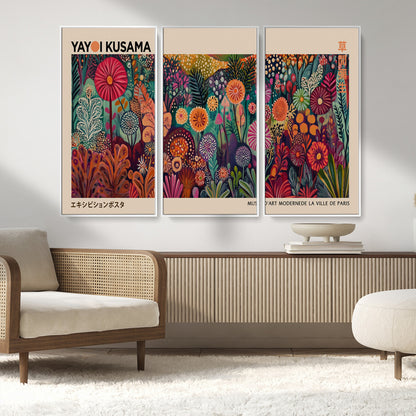 51280-MGV-CV-36X24-Abstract Yayoi Kusama Wall Art Canvas Print, Framed Japanese Wabi Sabi Art Picture Print, Yayoi Kusama Perfect Abstract Modern