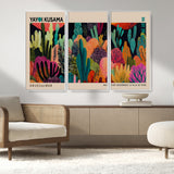 45711-MGV-CV-36X24-Yayoi Kusama Wall Art Canvas Print, Framed Abstract Yayoi Kusama Art Picture Print, Japanese Wabi Sabi Perfect Modern Abstract