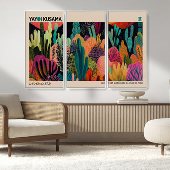 45711-MGV-CV-36X24-Yayoi Kusama Wall Art Canvas Print, Framed Abstract Yayoi Kusama Art Picture Print, Japanese Wabi Sabi Perfect Modern Abstract