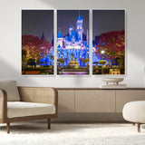 66710-MGV-CV-36X24-Enchanted Castle Wall Art – Magical Night Scene Canvas Print with Glowing Lights, Fantasy Architecture Artwork for Living Room,