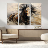 53001-MGV-CV-36X24-Wild Horse Wall Art – Majestic Stallion Canvas Print with Flowing Mane, Rustic Western Style Painting for Living Room, Office or