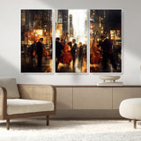 58782-MGV-FC-48X32-3P_White-Jazz Musicians Cityscape Wall Art – Vibrant Urban Night Canvas Print, Elegant Music Themed Decor for Living Room, Office, or Music