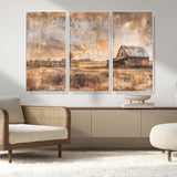 FARM2-MGV-CV-36X24-Rustic Farmhouse Wall Art Canvas Print, Framed Old Barn Art Picture Print, Southwestern Farmhouse Perfect Rustic Decor Artwork