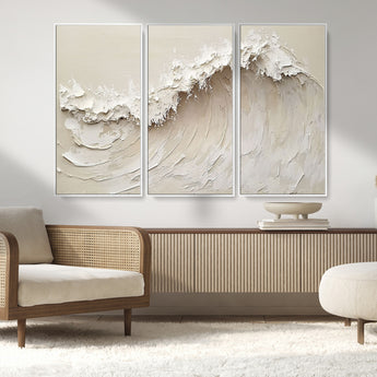 45175-MGV-CV-36X24-Textured Wave Wall Art Canvas Print, Framed Minimal Seascape Art Picture Print, Elegant Wave Perfect Modern Coastal Decor Artwork