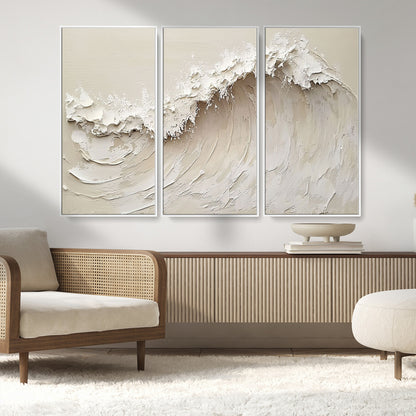 45175-MGV-CV-36X24-Textured Wave Wall Art Canvas Print, Framed Minimal Seascape Art Picture Print, Elegant Wave Perfect Modern Coastal Decor Artwork