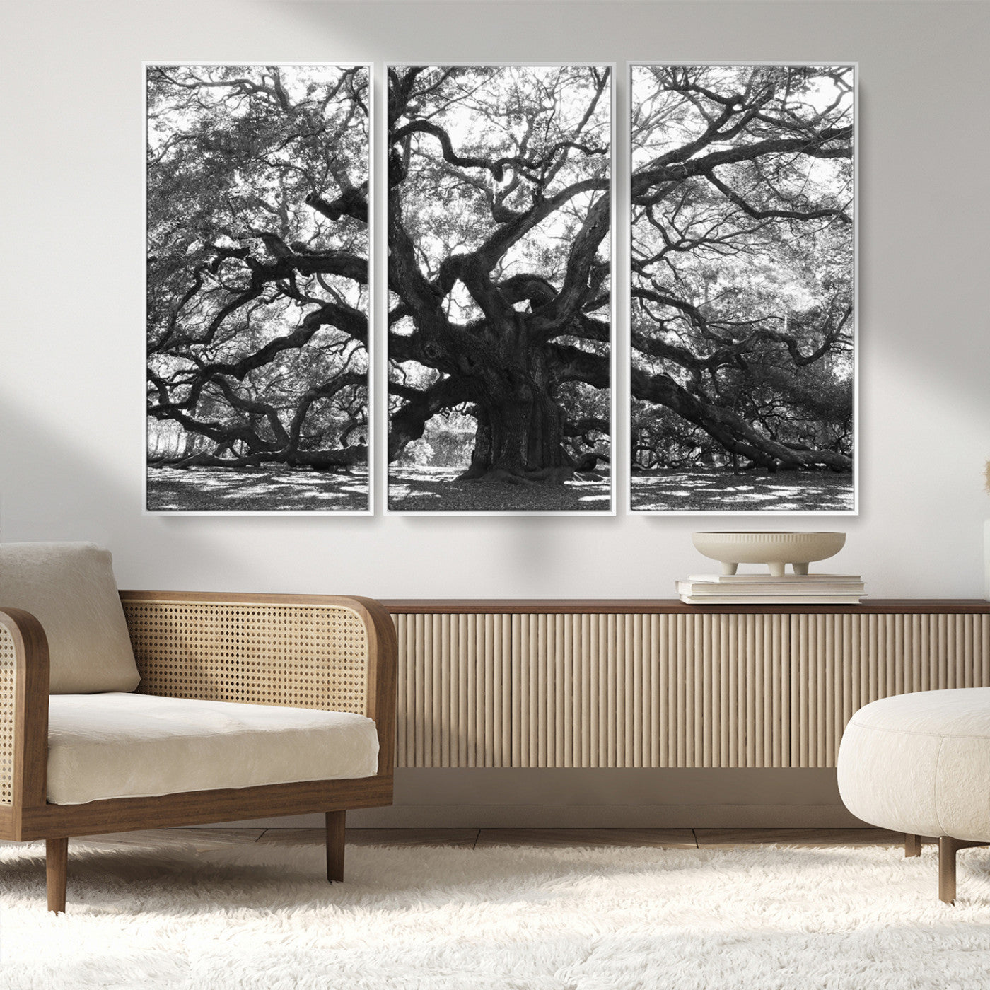 81655611-MGV-CV-36X24-Ancient Oak Wall Art Canvas Print, Framed Twisted Branches Art Picture Print, Gnarled Tree Perfect Moody Nature Decor Artwork
