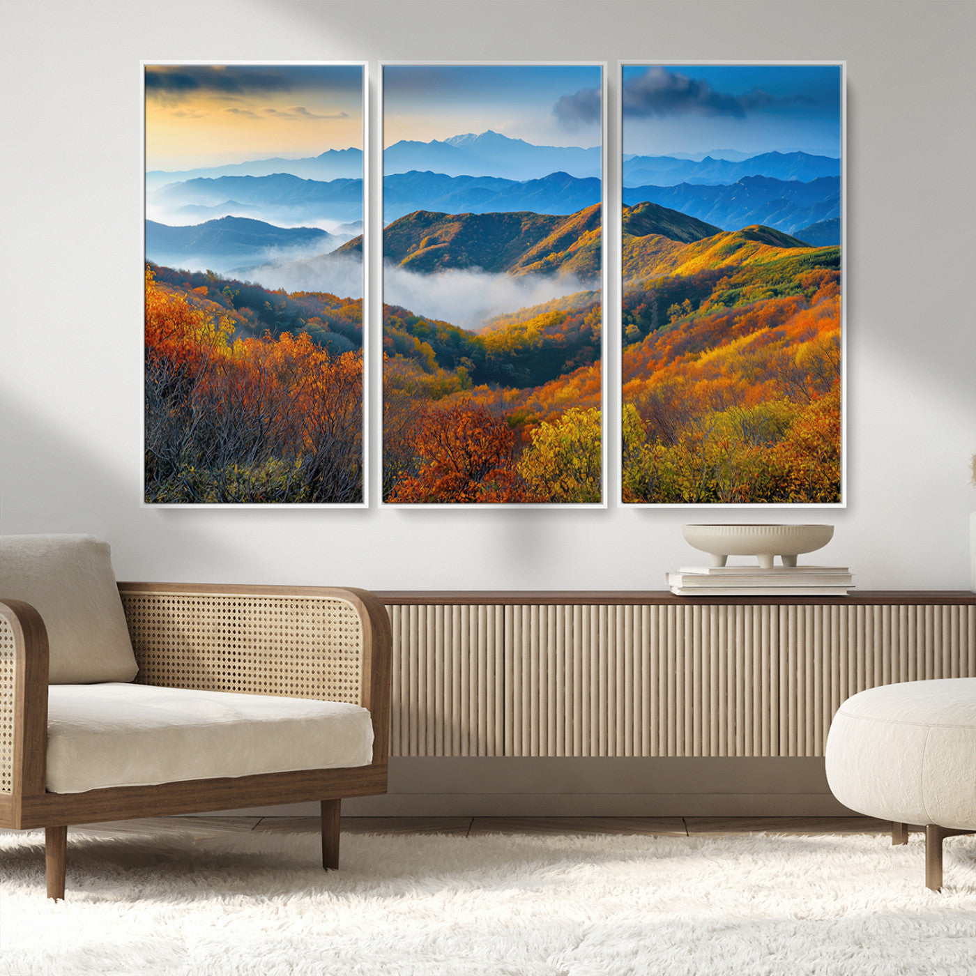 86772247-MGV-CV-36X24-Autumn Mountains Wall Art Canvas Print, Framed Fall Foliage Art Picture Print, Vibrant Hills Perfect Vibrant Nature Decor Artwork