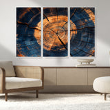 18975622-MGV-CV-36X24-Burnt Wood Wall Art Canvas Print, Framed Aged Timber Art Picture Print, Rustic Tree Slice Perfect Rustic Decor Artwork for Home,