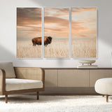 87282289-MGV-CV-36X24-Bison Wall Art Canvas Print, Framed Buffalo Art Picture Print, Western Prairie Perfect Rustic Decor Artwork