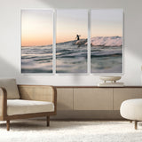 58502923-MGV-CV-36X24-Wave Rider Wall Art Canvas Print, Framed Ocean Wave Art Picture Print, Riding Surf Perfect Sunset Surf Decor Artwork