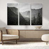 39278955-MGV-FC-48X32-3P_White-Yosemite Valley Wall Art Canvas Print, Framed El Capitan Art Picture Print, Misty Mountain Perfect Modern Rustic Decor Artwork