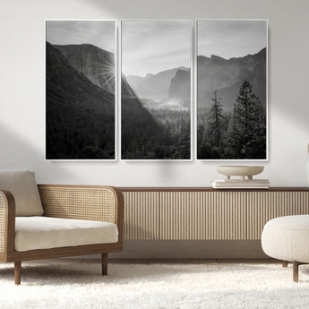 39278955-MGV-FC-48X32-3P_White-Yosemite Valley Wall Art Canvas Print, Framed El Capitan Art Picture Print, Misty Mountain Perfect Modern Rustic Decor Artwork