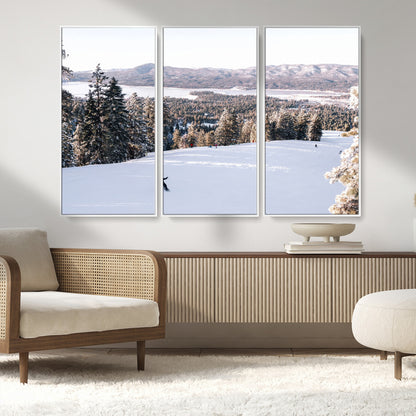 79857868-MGV-CV-36X24-Snowy Mountain Wall Art Canvas Print, Framed Ski Slope Art Picture Print, Winter Forest Perfect Modern Rustic Decor Artwork