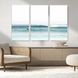 56345117-MGV-CV-36X24-Minimalist Surfing Wall Art Canvas Print, Framed Ocean Waves Art Picture Print, Soft Ocean Perfect Minimalist Coastal Decor