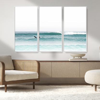 56345117-MGV-CV-36X24-Minimalist Surfing Wall Art Canvas Print, Framed Ocean Waves Art Picture Print, Soft Ocean Perfect Minimalist Coastal Decor