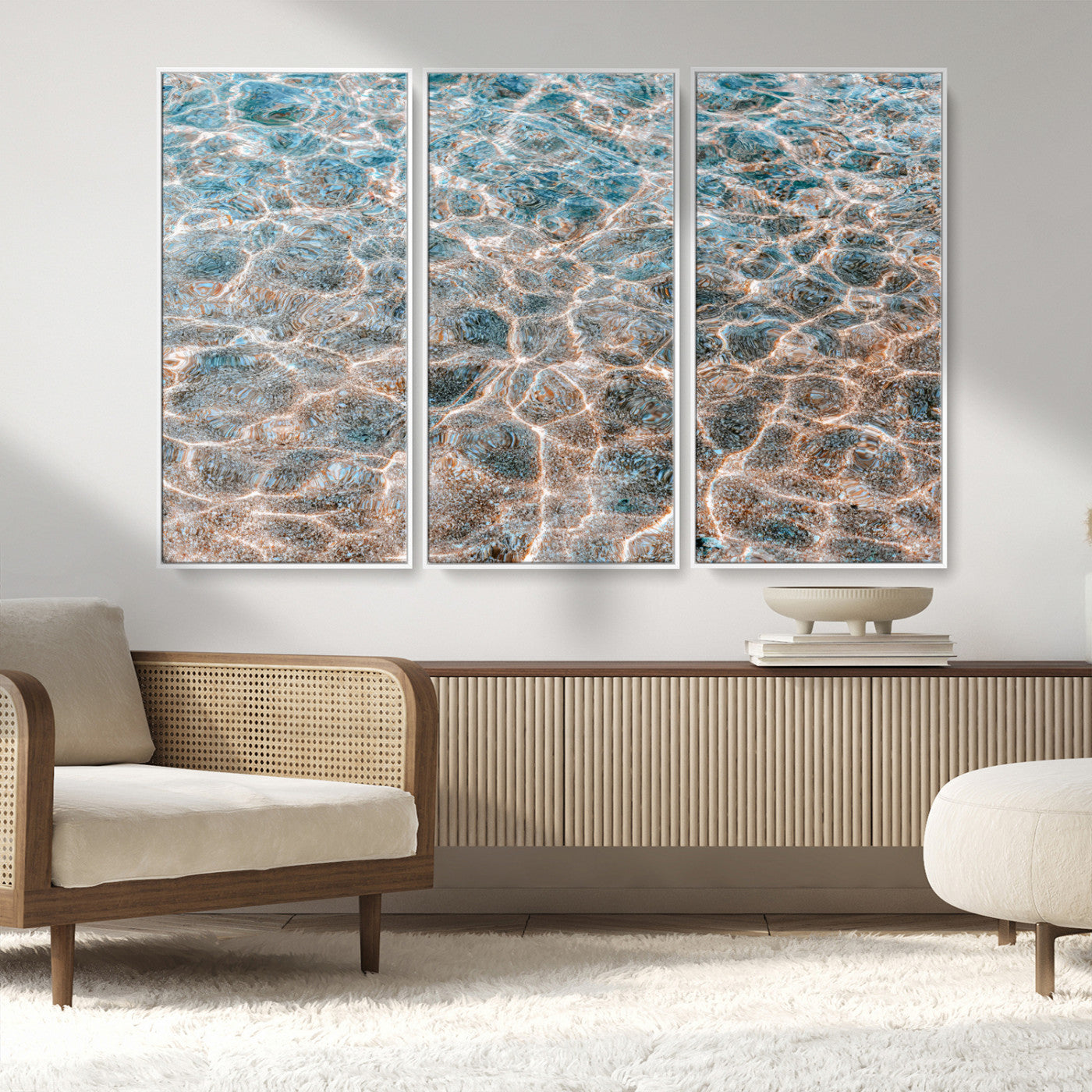 26580287-MGV-CV-36X24-Clear Water Wall Art Canvas Print, Framed Sunlit Ripples Art Picture Print, Ocean Texture Perfect Modern Coastal Decor Artwork