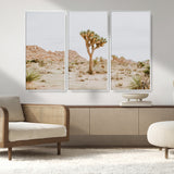 67109959-MGV-FC-48X32-3P_White-Joshua Tree Wall Art Canvas Print, Framed Neutral Desert Art Picture Print, Earthy Landscape Perfect Neutral Boho Decor Artwork