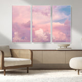 22874890-MGV-CV-36X24-Pastel Sky Wall Art Canvas Print, Framed Dreamy Cloudscape Art Picture Print, Sunset Glow Perfect Minimalist Serenity Decor