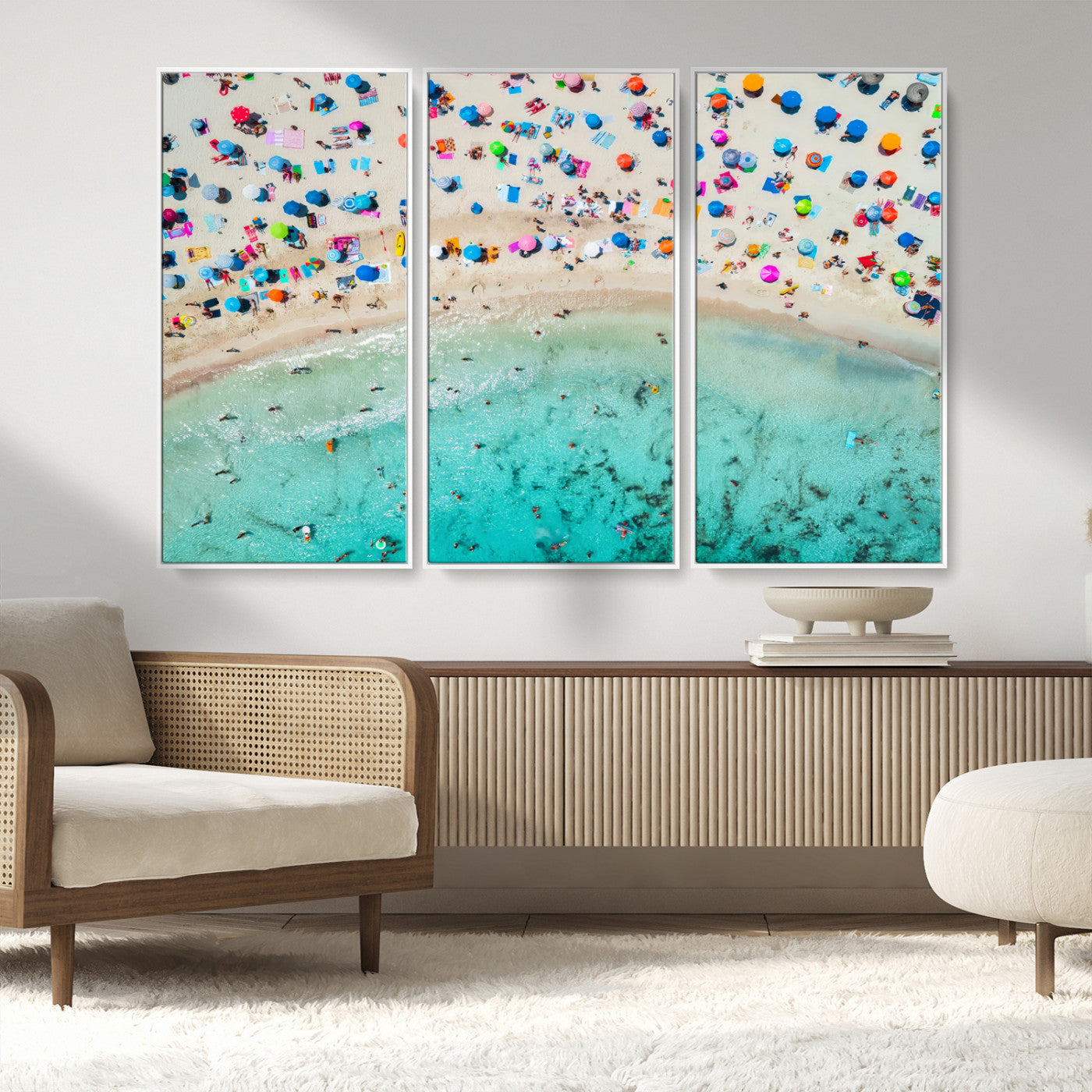 76172085-MGV-CV-36X24-Tropical Shoreline Wall Art Canvas Print, Framed Beach Relaxing Art Picture Print, Aerial Summer Perfect Coastal Vibrant Decor