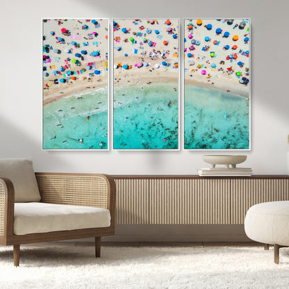 76172085-MGV-CV-36X24-Tropical Shoreline Wall Art Canvas Print, Framed Beach Relaxing Art Picture Print, Aerial Summer Perfect Coastal Vibrant Decor
