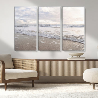 70596264-MGV-CV-36X24-Ocean Waves Wall Art Canvas Print, Framed Coastal Shoreline Art Picture Print, Sea Foam Perfect Coastal Minimalist Decor Artwork