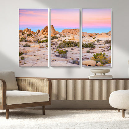 96167137-MGV-CV-36X24-Vibrant Sunset Sky Wall Art Canvas Print, Framed Joshua Tree Art Picture Print, Rugged Terrain Perfect Southwestern Boho Decor
