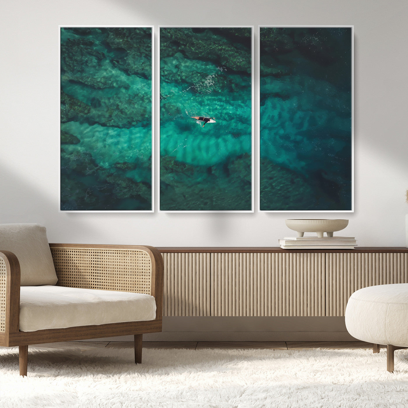 93287752-MGV-CV-36X24-Ocean Surf Wall Art Canvas Print, Framed Blue Waters Art Picture Print, Vibrant Seascape Perfect Coastal Adventure Decor Artwork