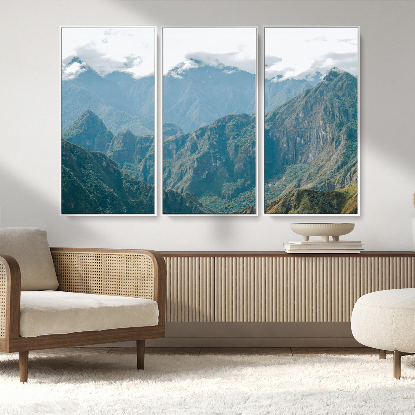 79393816-MGV-CV-36X24-Misty Mountain Wall Art Canvas Print, Framed Cloudy Andean Art Picture Print, Rugged Mountain Perfect Rustic Nature Decor Artwork