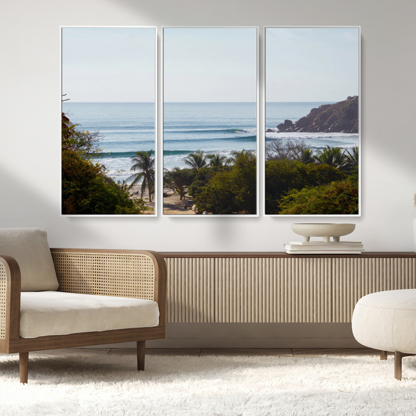 88336640-MGV-CV-36X24-Tropical Beach Scene Wall Art Canvas Print, Framed Coastal Photography Art Picture Print, Ocean Horizon Art Perfect Coastal Boho