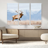 96024025-MGV-CV-36X24-Elk Photography Wall Art Canvas Print, Framed Mountain Wildlife Art Picture Print, Rustic Lodge Decor Perfect Rustic Lodge Decor